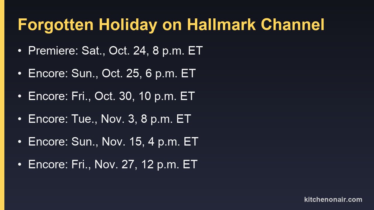 Premiere and encore times for Forgotten Holiday on Hallmark Channel