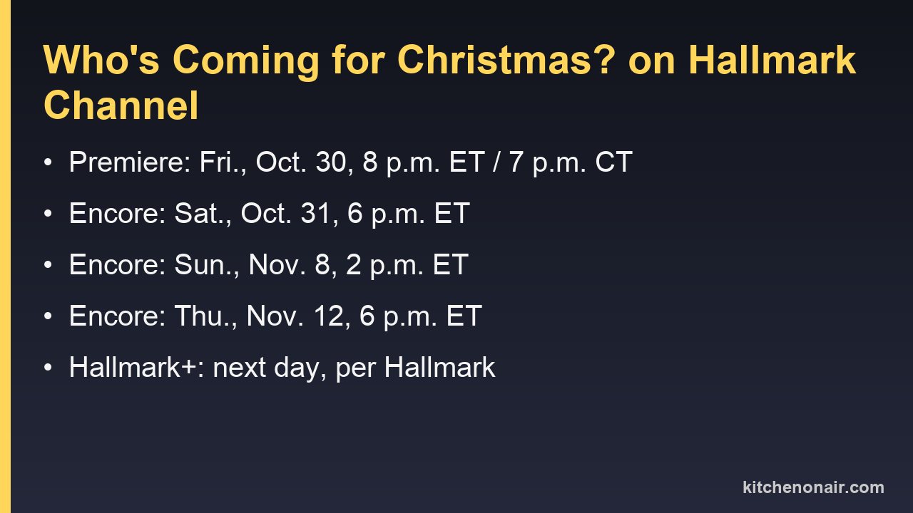 Premiere and encore times for Who's Coming for Christmas? on Hallmark Channel