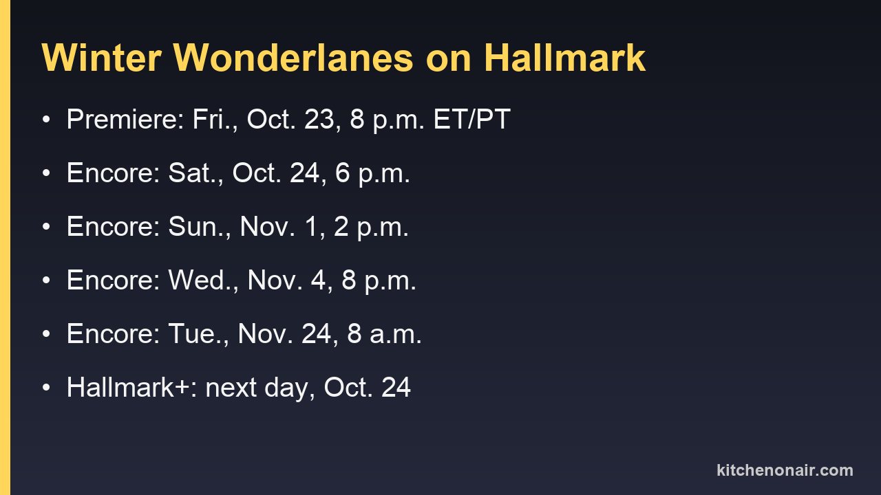 Premiere and encore times for Winter Wonderlanes on Hallmark Channel